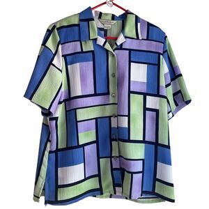 Vintage 80's Allison Daley Geometric Top Size 12